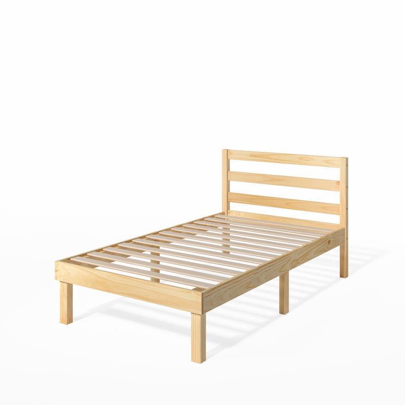 Structure de lit plateforme en bois massif 35 po avec tête de lit Zinus Robin, Simple