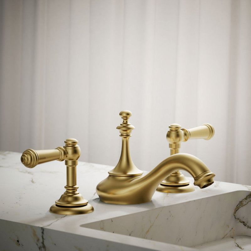 Artifacts Widespread Faucet Bathroom Sink with Drain Assembly, Vibrant Brushed Modern Brass
