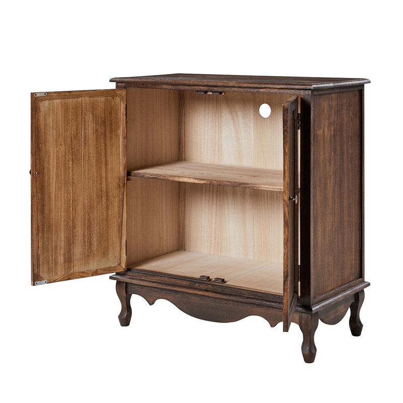 Arshawn Traditional Solid Wood 2 - Door Accent Cabinet With Simple Assembly, Walnut