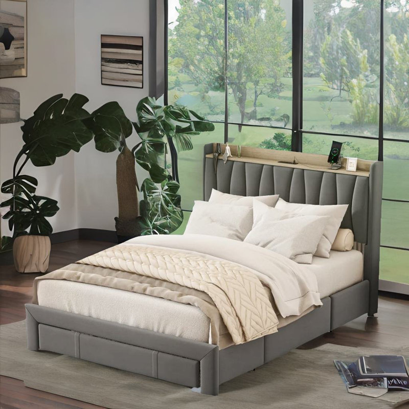 Bed Frame Without Mattress, Gray