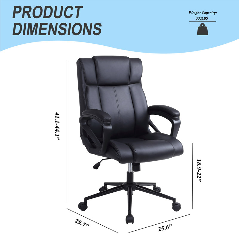 Augustyne Faux Leather Executive Chair Home Office Desk Chair with Padded Armrest