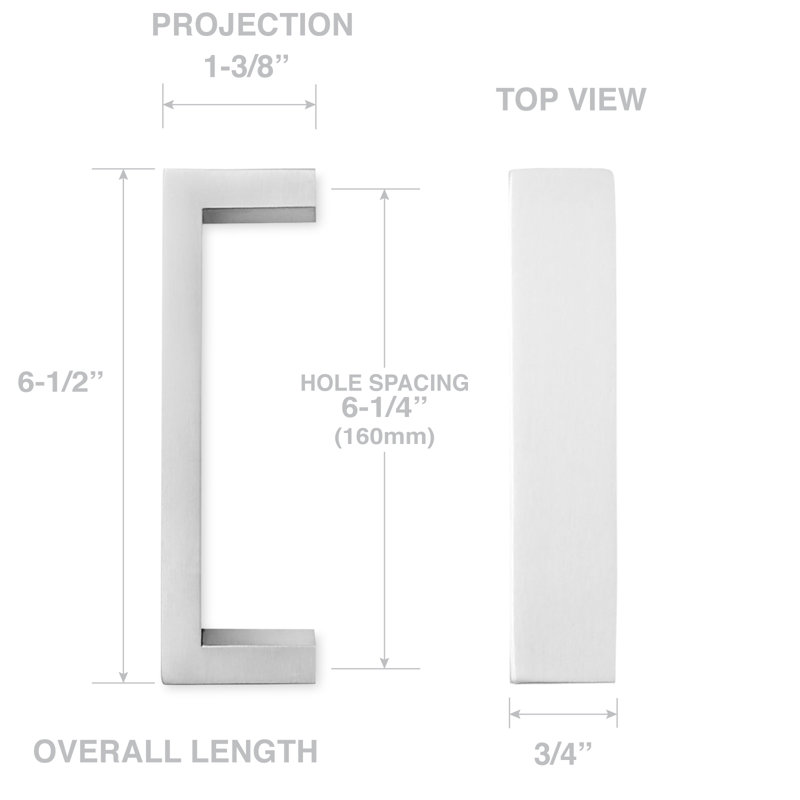 6-1/4" Center Cabinet Handle Multipack, Satin Nickel