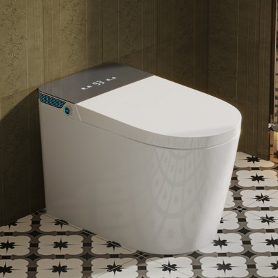 Yulika Smart Toilet Elongated Bidet Auto Noiseless Open/close Lid With Built-in Tank Adjustable High Pressure, Auto & Blackout Flush Modern Toilet, Wa -  YLIK-963