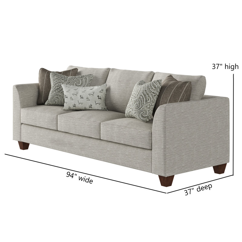 94" Flared Arm Sofa with Reversible Cushion, Grey/Brown Polypropylene