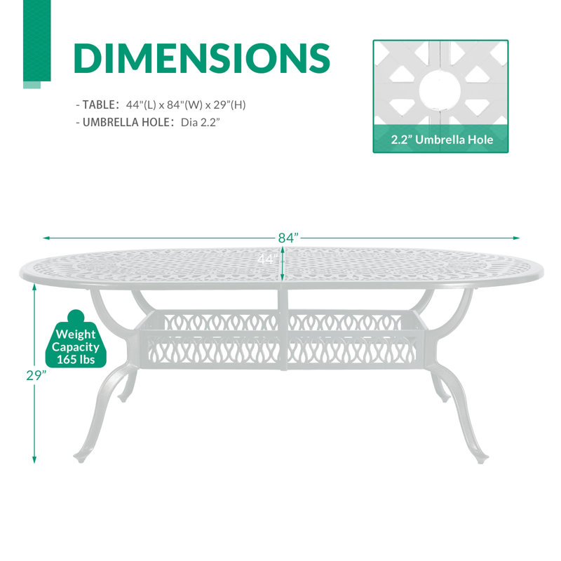 Grande table de salle à manger Dovecove, Blanc