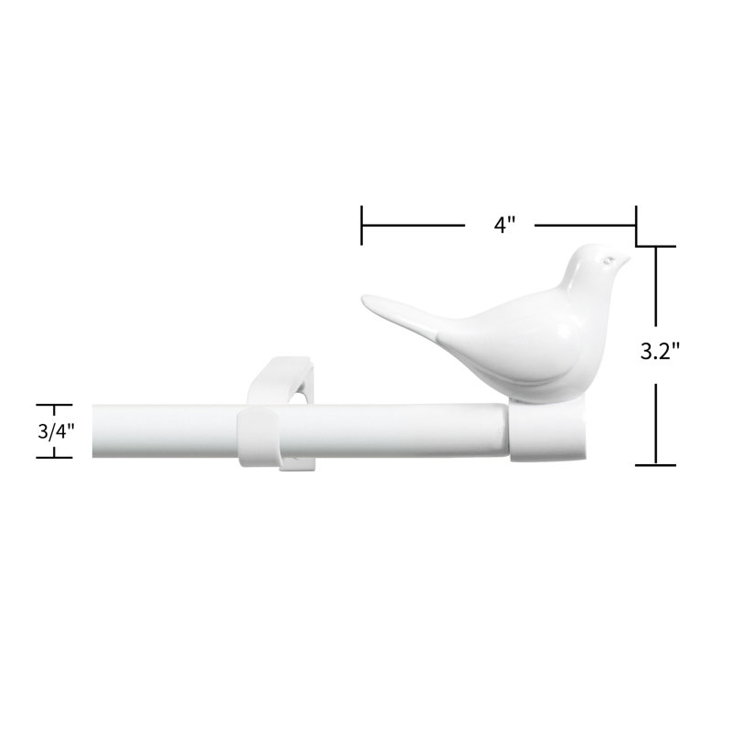 Tringle à rideaux simple ajustable 0,75 po, Blanc brillant, 48" - 84"