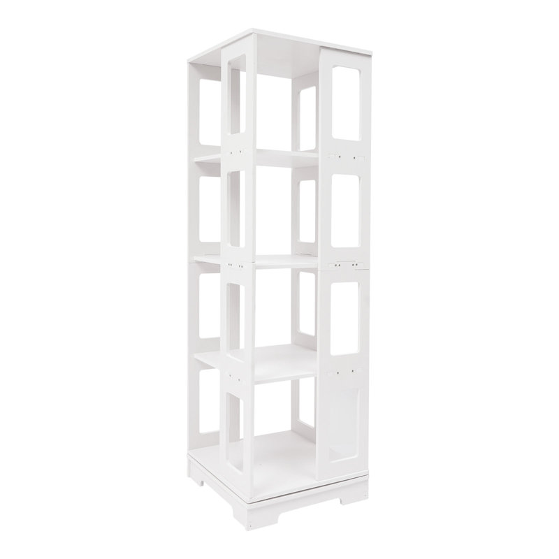 4-Tier Rotating Bookshelf, Floor Standing Rotating Bookcase