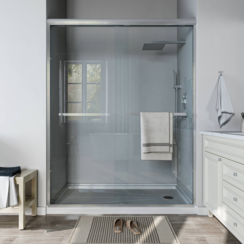 60'' Chrome Framed Sliding Shower Door with Clear Glass