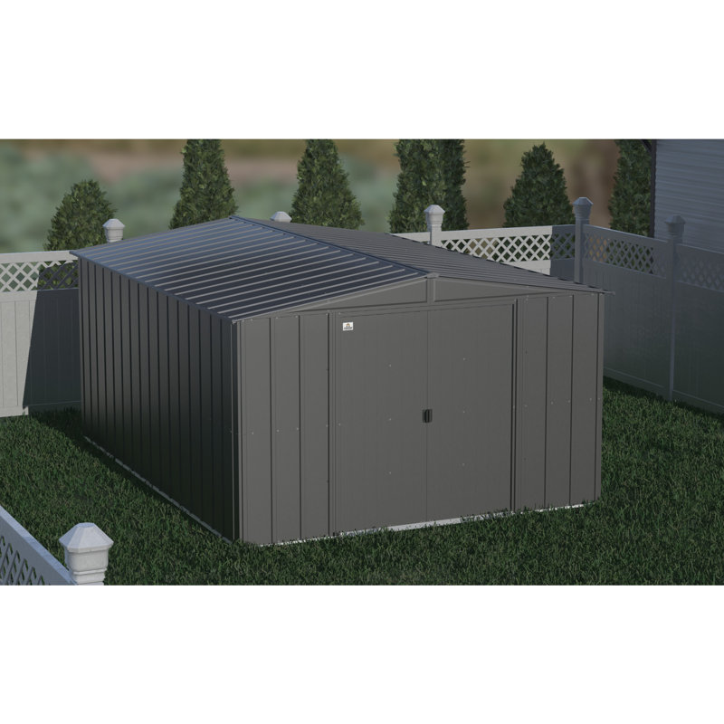 10 ft. x 14 ft. Charcoal Galvanized Steel Storage Shed