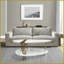 Table basse 36 po ovale en bois de manguier blanc - Style contemporain moderne avec pieds en laiton antique, tablette peu encombrante