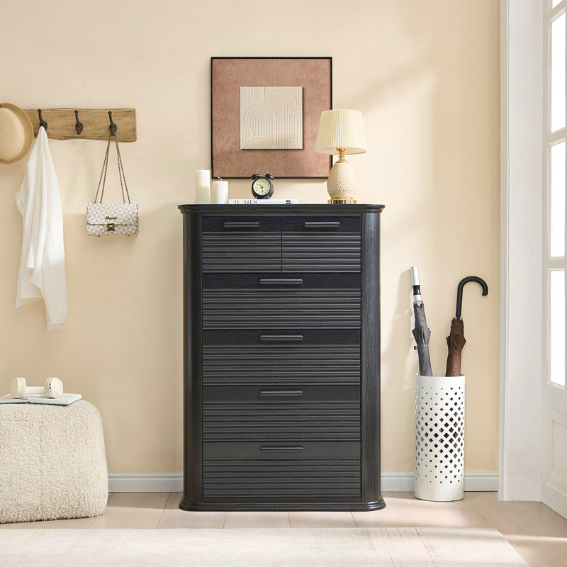 Commodes décoratives avec 6 tiroirs, Noir