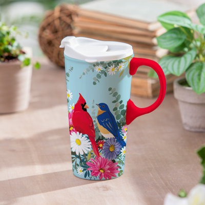 Tasse parfaite en céramique Cardinal and Bird Friends, 17 oz, boîte-cadeau