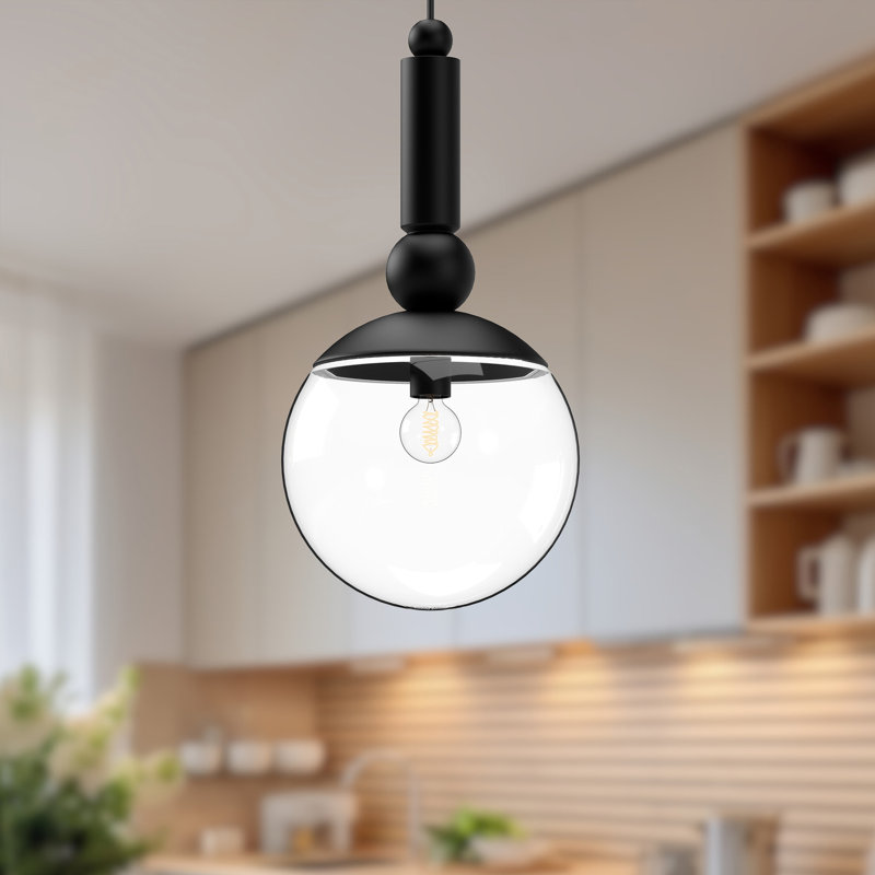 Luminaire suspendu sphère 1 lumière Delilah, Noir mat