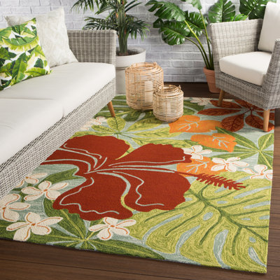 Tapis intérieur / extérieur vert touffeté à la main Artemi