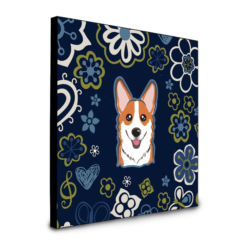 Art encadré fleurs teckel à long Bissell, Corgi orange