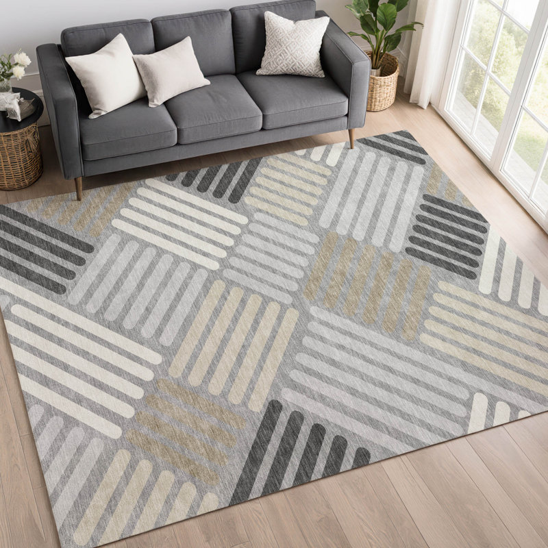 Machine Washable Indoor/Outdoor Skiljo ACN2339 Geometric Rug, Rectangle 2'6" x 3'10"