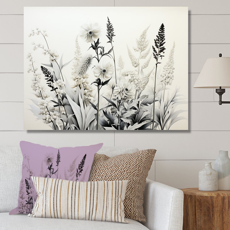 Herbes grises et blanches Minimal Harmony II, Toile tendue, H 34 po x l 44 po x P 1,5 po