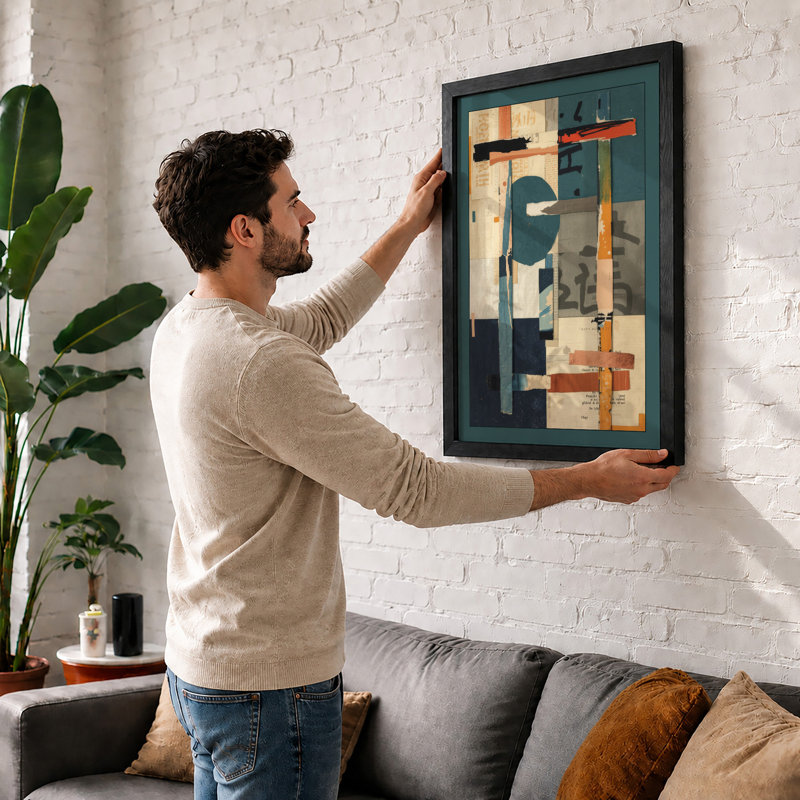 Geometric Abstraction Abstract - Framed Print, A3 - 42.0 x 29.7 cm, Black