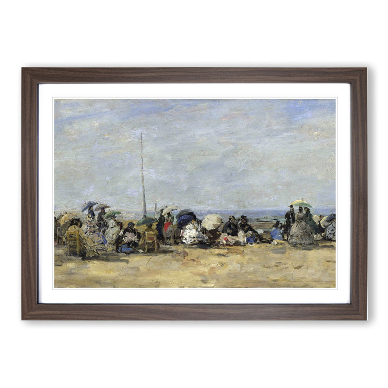 Beach at Trouville Vol.7 by Eugene Boudin - Picture Frame Painting, 27cm H x 36cm W x 2cm D, Walnut Framed