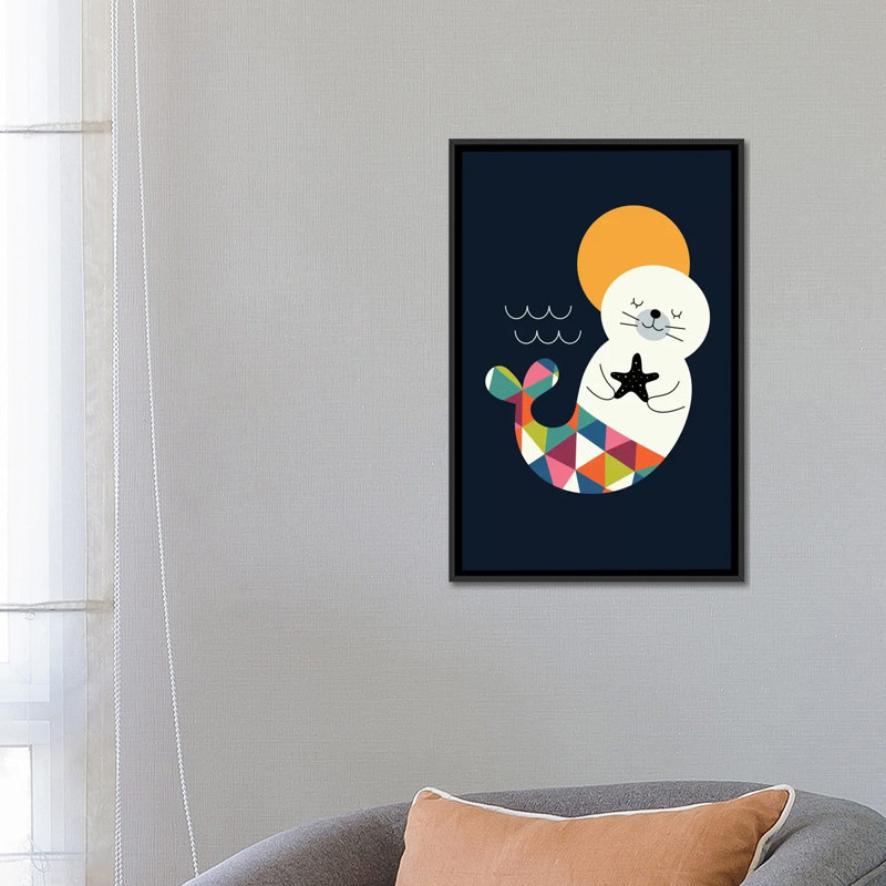 « seal sirène » par andy westface-impression sur toile tendue, H 26 po x l 18 po x P 1,5 po, Pas de tapis