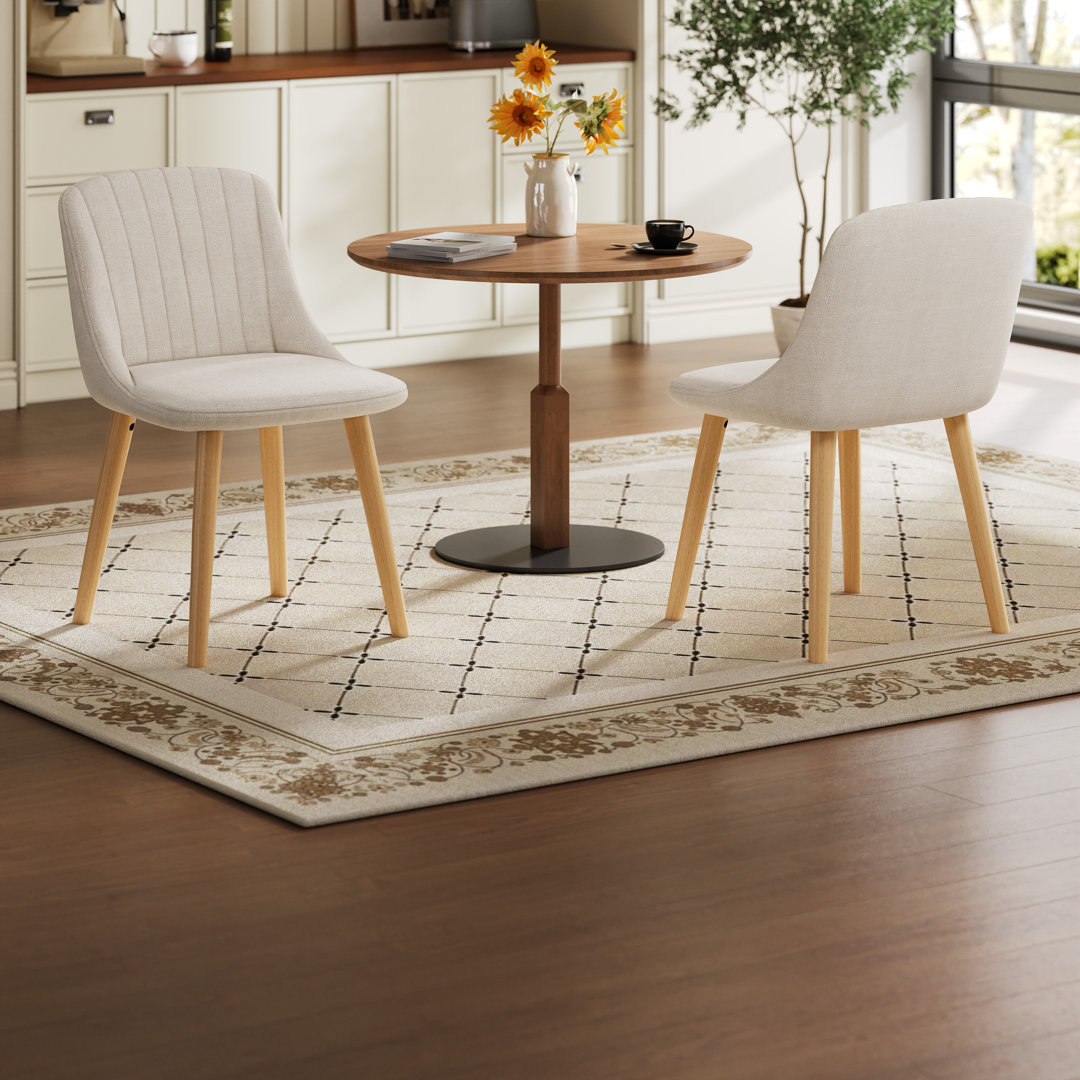 48.5cm H Upholstered Dining Chairs With Wooden Legs