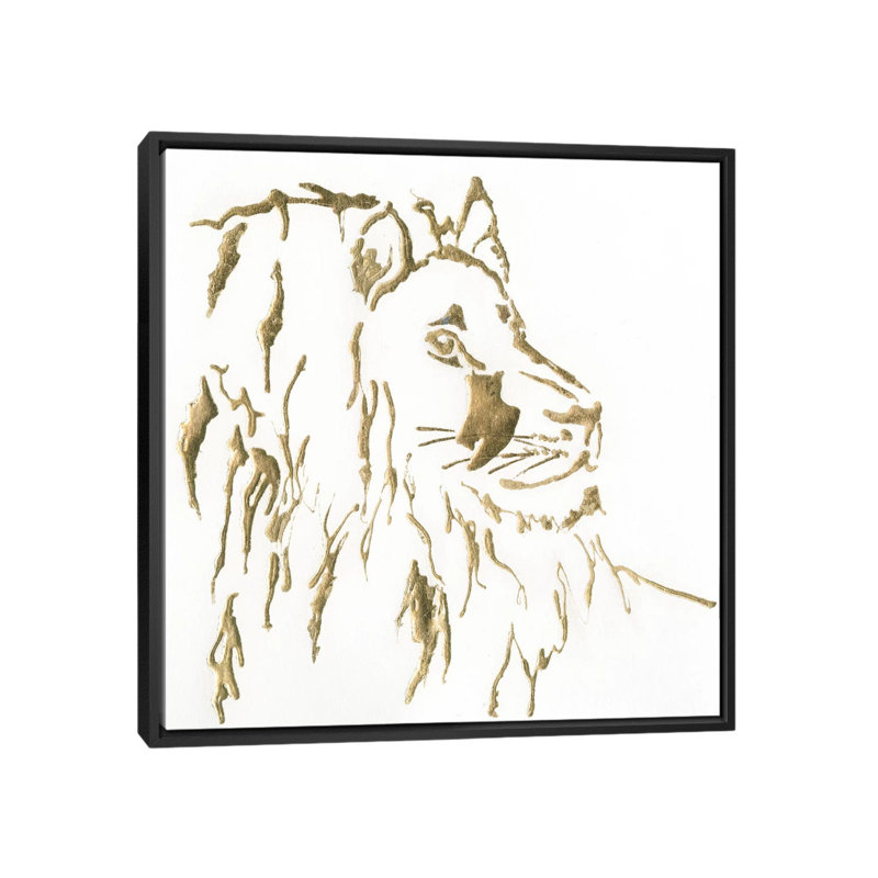 « gilded lion », impression sur toile, H 18 po x l 18 po x P 1,5 po, Toile avec cadre noir, Pas de tapis