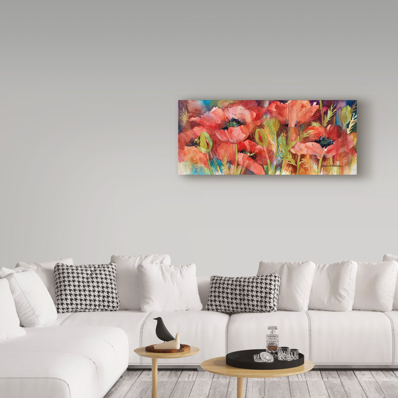 «Petals on Parade» par Mattox, reproduction d'aquarelle sur toile tendue, H 20 po x l 47 po x P 2 po