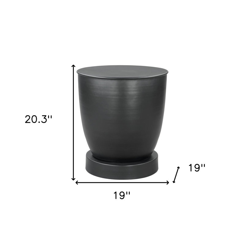 Table de bout ronde à piédestal en fer noir 20 po
