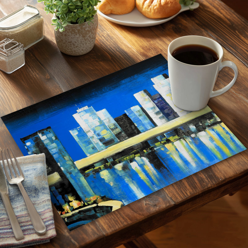 Napperon bleu des villes - décor de l'horizon de Manhattan