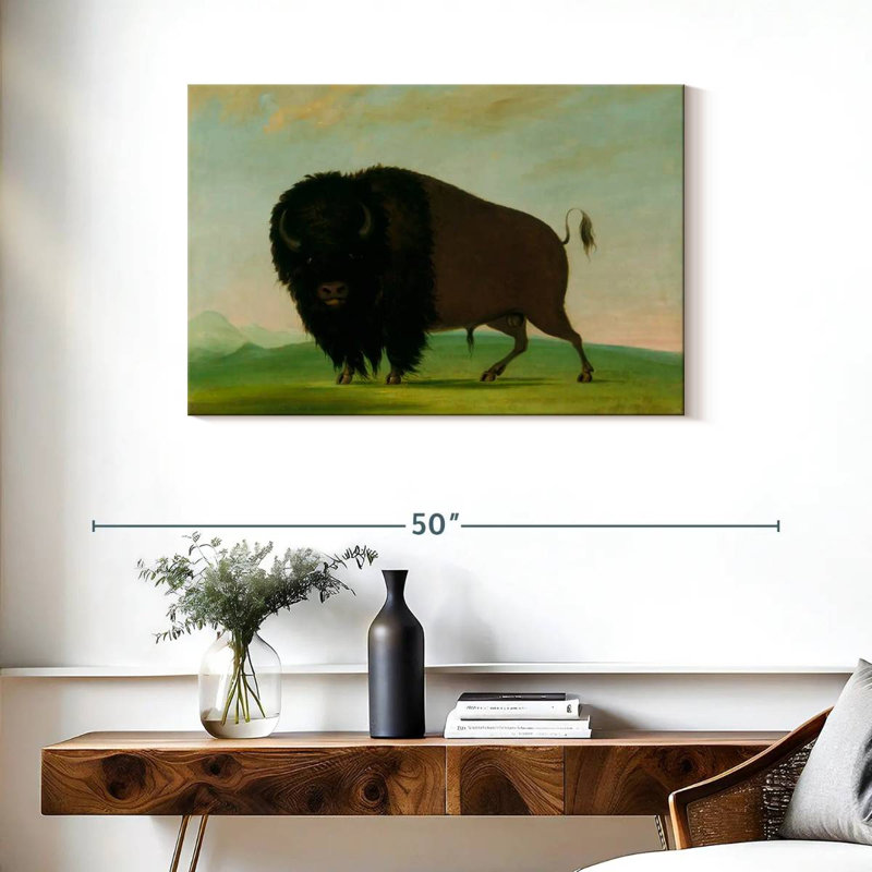 Taureau Brampt broutant dans la prairie, H 24 po x l 36 po