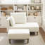 Ensemble chaise longue et repose-pieds en chenille moderne de 50 pouces de long, avec coussin et pieds en bois massif-671841368