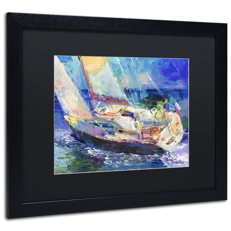 'Sailboat' Print on Canvas, 16" H x 20" W x 0.5" D, Black, Black Framed
