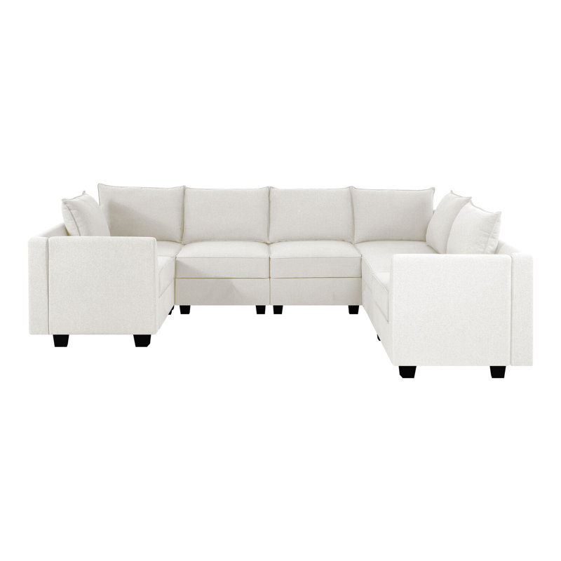 Canapé modulaire Yufei, Duvet blanc 100% lin
