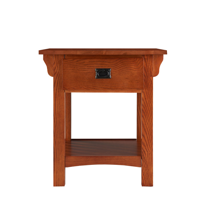 Mission Solid + Manufactured Wood Side Table, Medium Oak