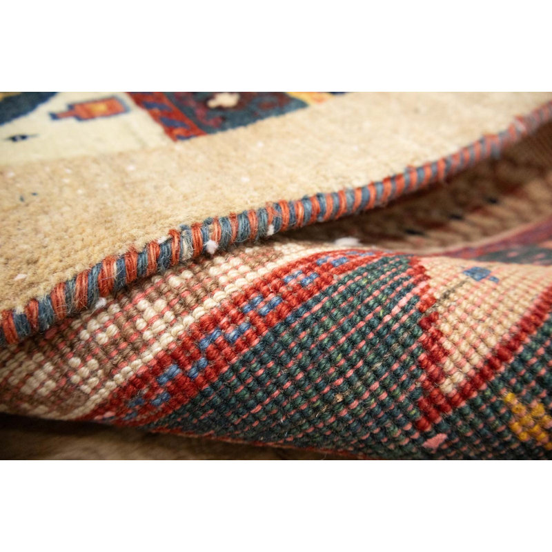 Tapis oriental tribal en laine noué à la main 3 pi 5 po x 4 pi 10 po