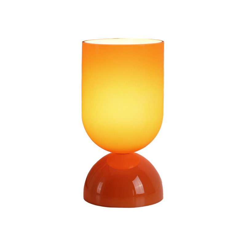 9" Modern Glass Table Lamp with E12 Base & In-Line On/Off Switch – Compact Accent Lighting for Bedroom or Living Room, Orange