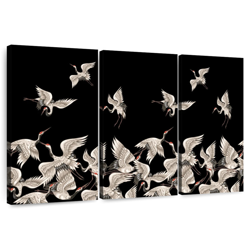 Brampt White Japanese Cranes, 24" H x 38" W