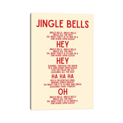 Jingle Bells Christmas Lyrics In Cream - Wrapped Canvas Print