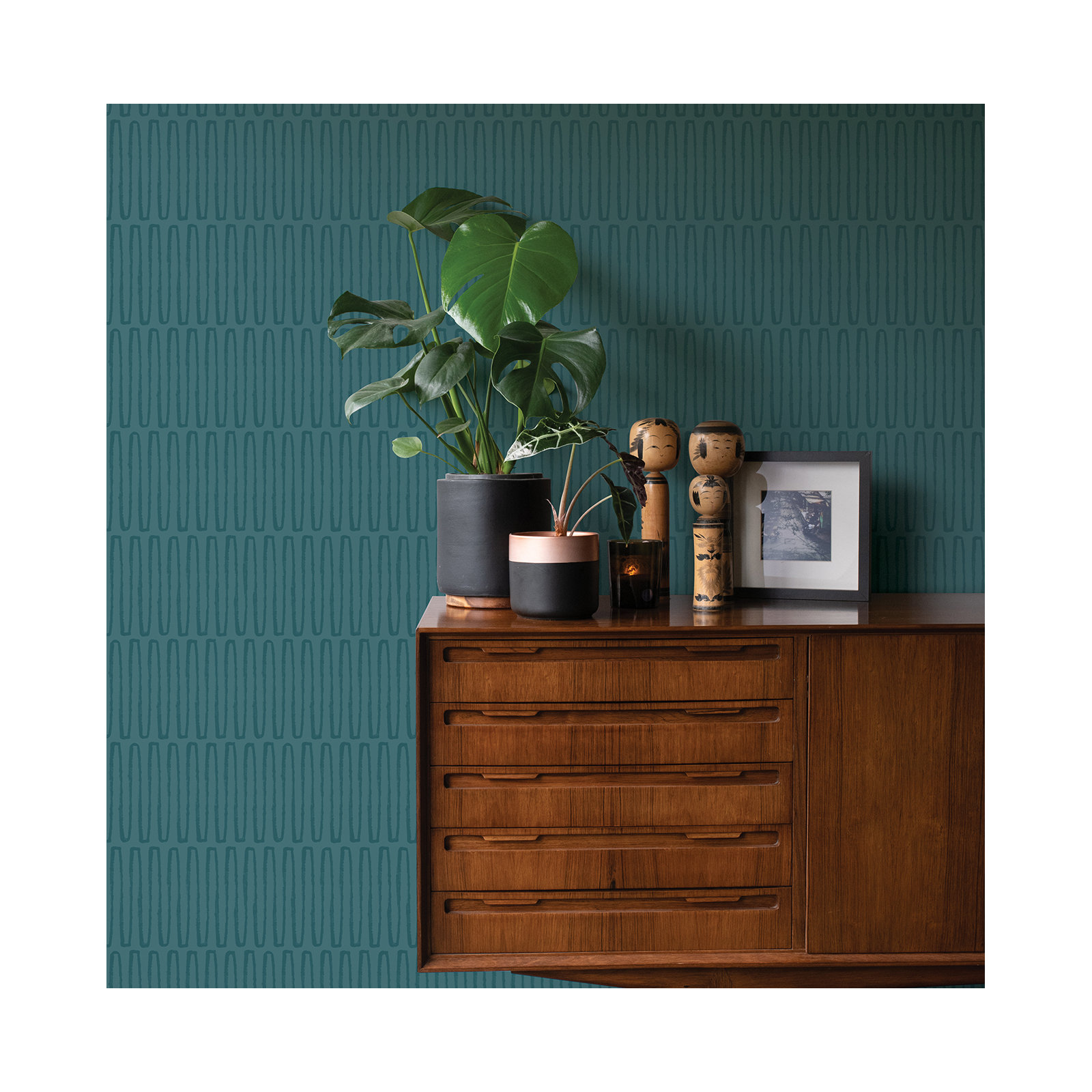 Anika Modern Geometric Wallpaper, Teal