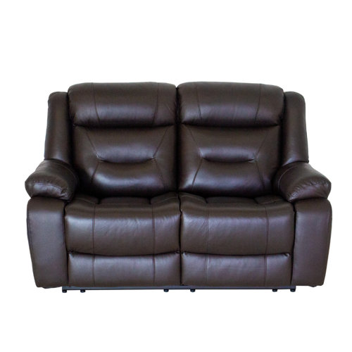 Winston Porter 85'' Leather Reclining Loveseat | Wayfair