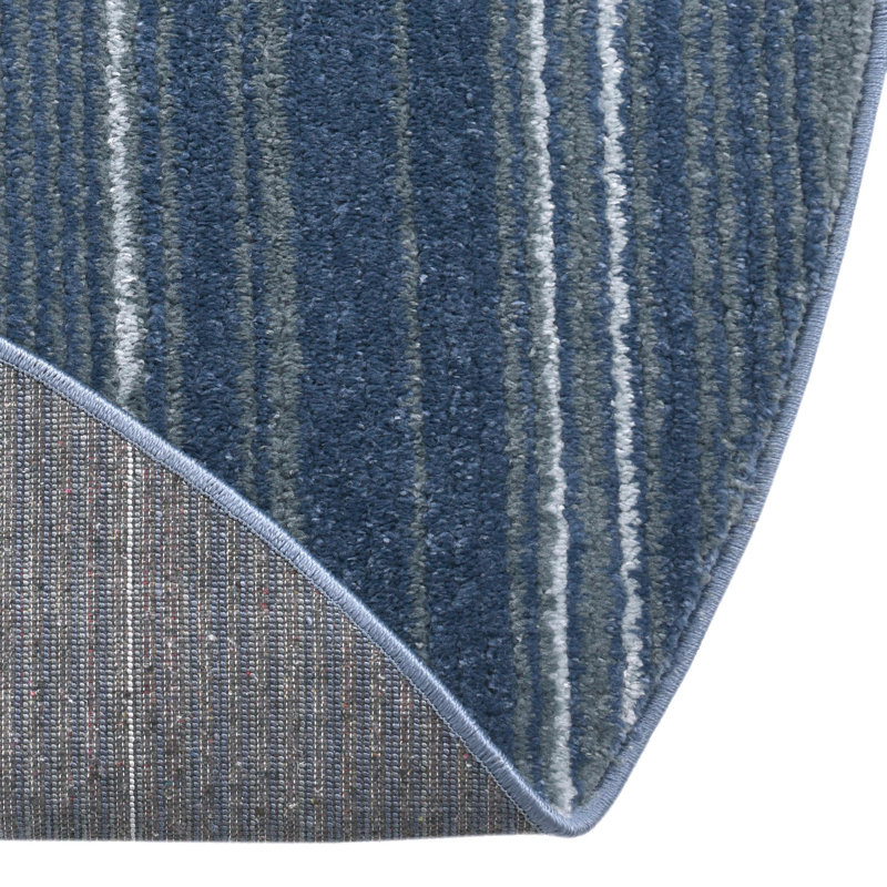 Osteen Striped Area Rug, Round 5'3", Blue