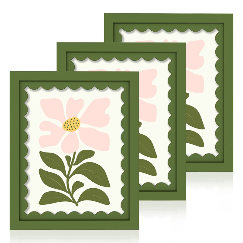  3pcs Photo Frames with WavyMat, H 10,8 po x l 8,9 po, Green