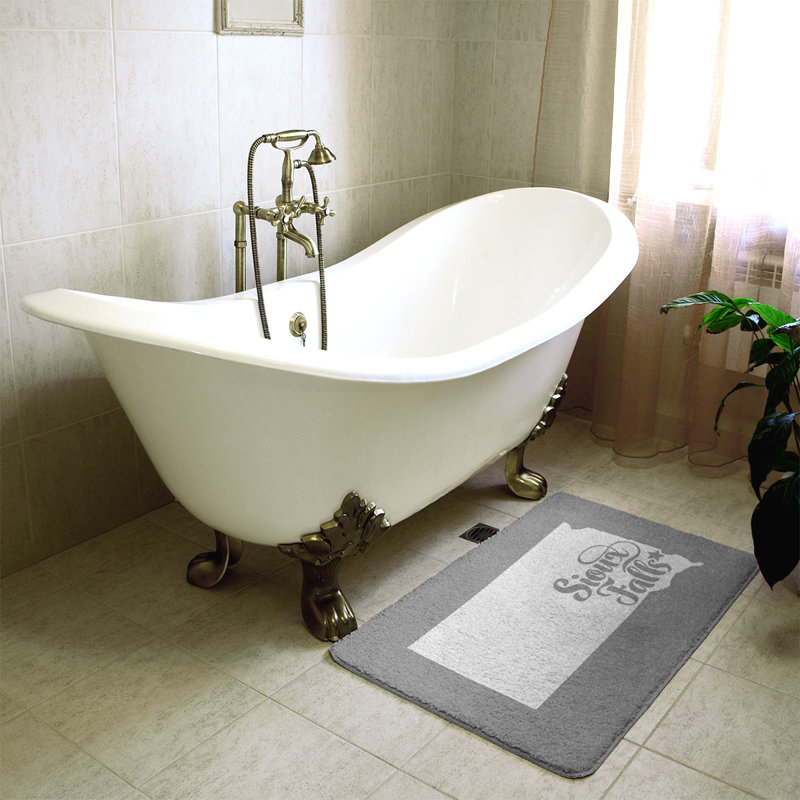 Tapis rectangulaire antidérapant pour salle de bain, L 21 po x L 34 po, Sarcelle, Sioux Falls, Dakota du Sud