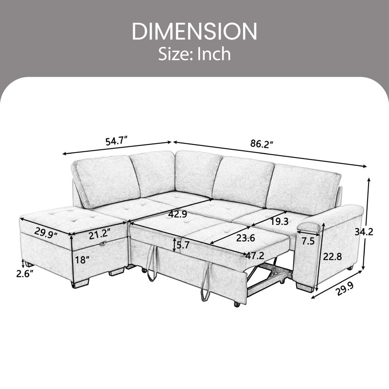 Velvet L-Shaped Sectional Left Hand Facing, Gray Velvet