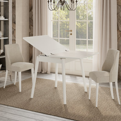 Aderyn Adryell Solid Wood Expandable Dining Table 23.6 Inch to 47.2 Inch Folding Kitchen Table for 2 to 6 People with Hidden Storage for Kitchen Dining Room Living Room