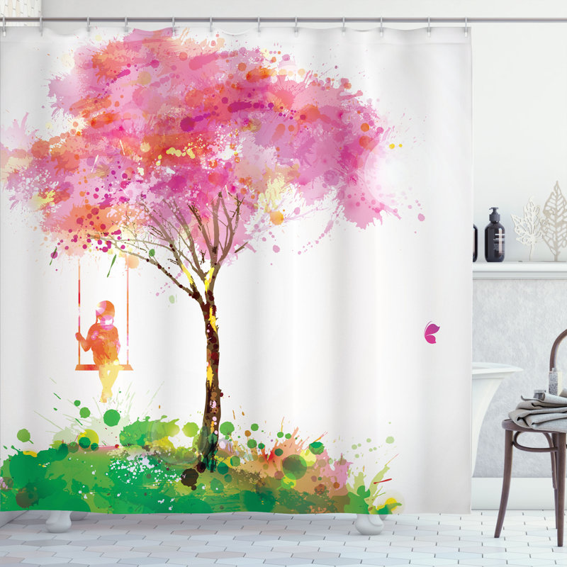Shower Curtain with Hooks Included, 70"H x 69"W