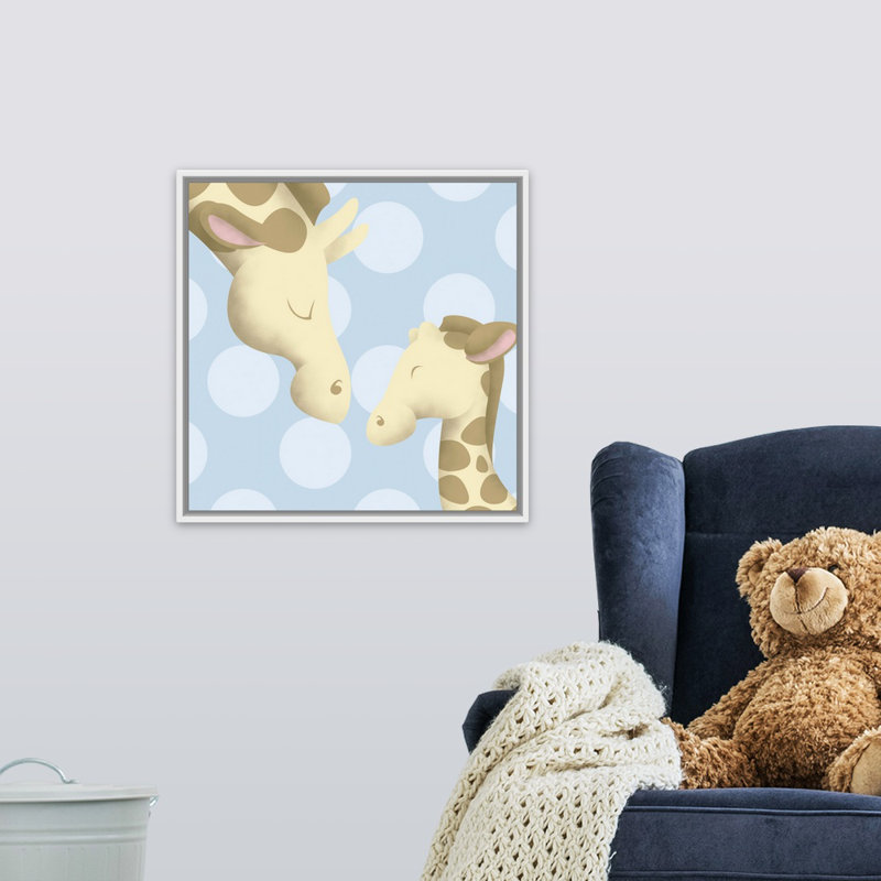 Giraffe maman et baby art Carrickfergus, Cadre pour toile flottant blanc, H 16 po x l 16 po x P 1,75 po