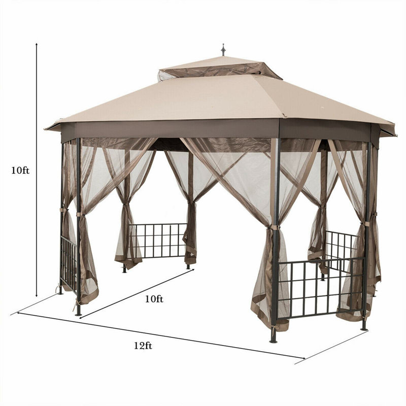 10’X 12’ Octagonal Patio Gazebo-Brown