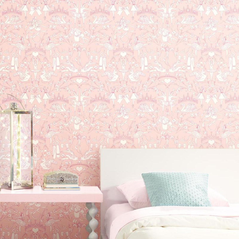 Rouleau de papier peint L 20,5 pi x l 20,5 po Ballet Toile, Rose vif