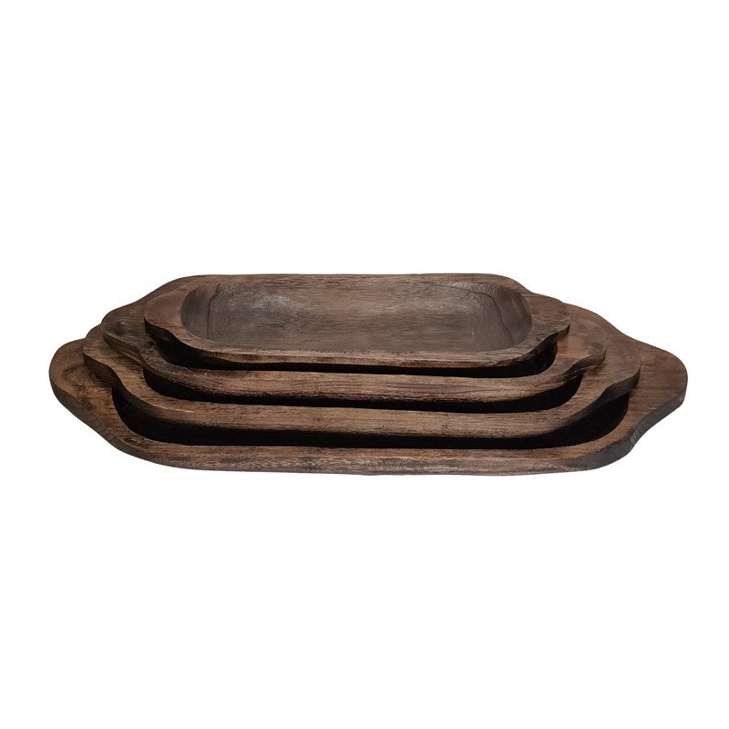 Plateaux de service rectangulaires en bois "Taos" (ensemble de 4 assortis)